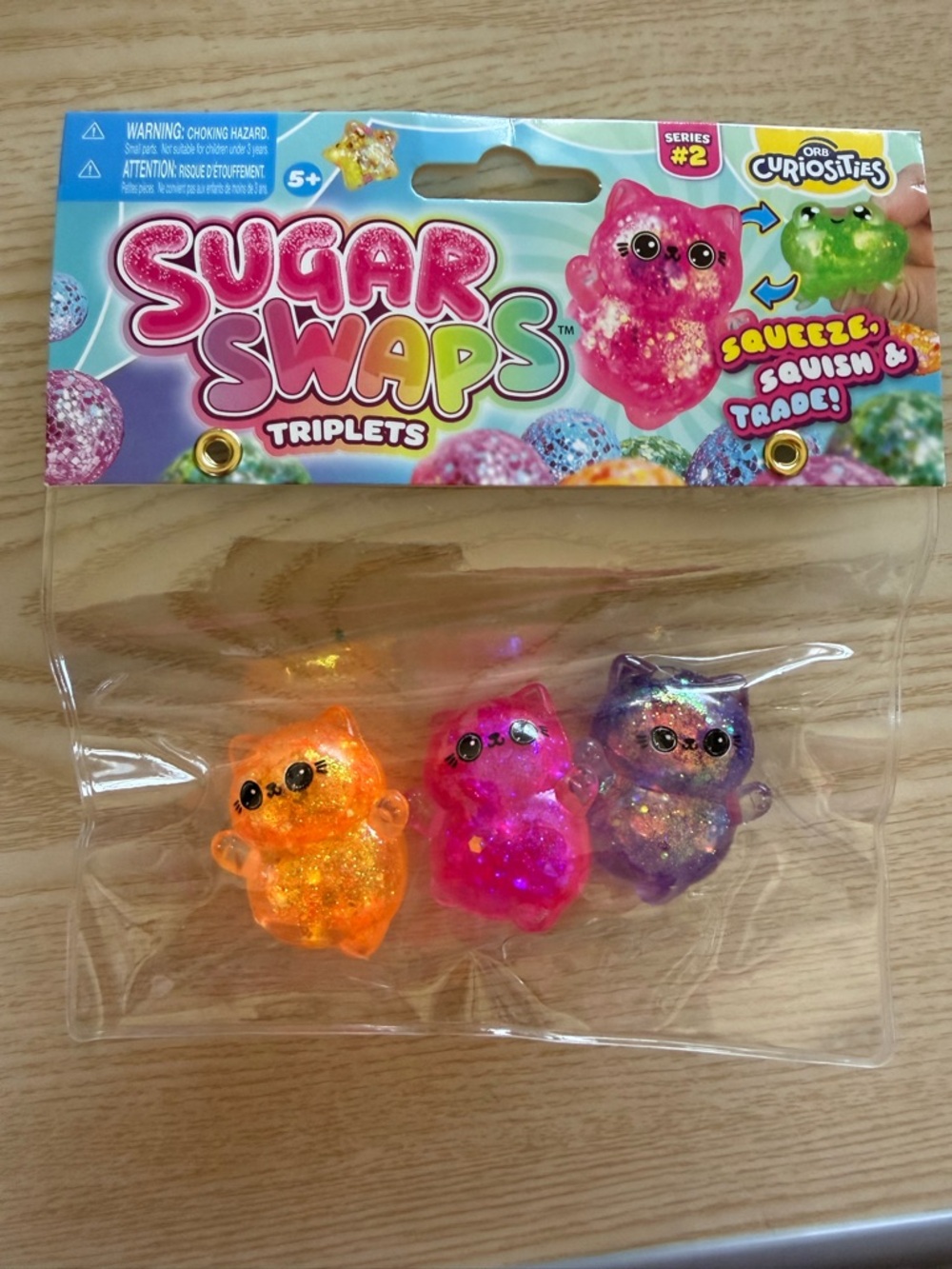 Sugar Swaps Triplets Kids Squeeze Toy - Pink, Green, Blue Glitter Set- 1 pack!! - Picture 3 of 5
